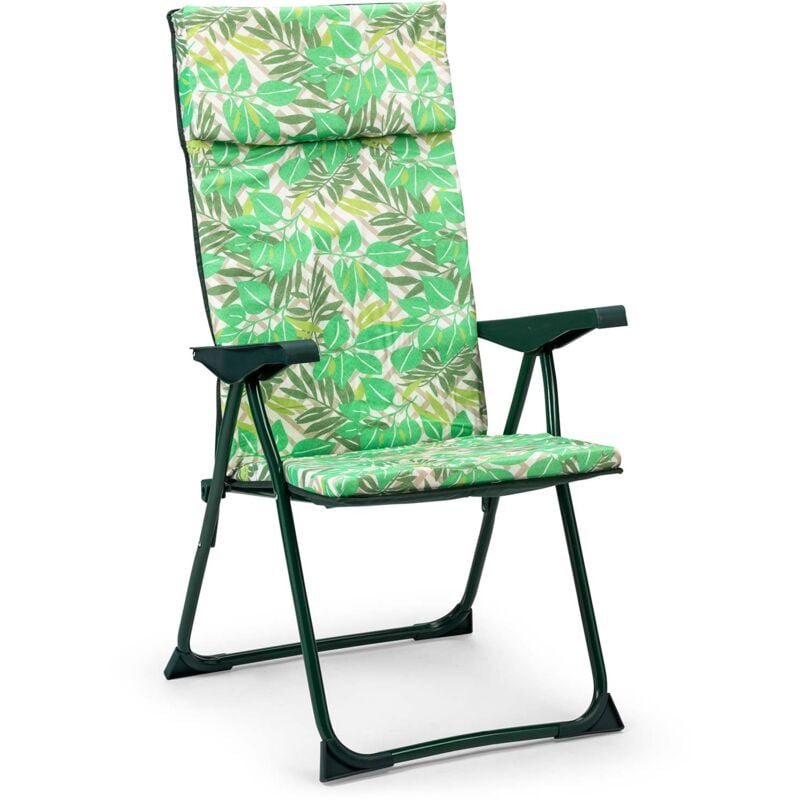 Solenny - Chaise de Jardin Fauteuil Pliant 5 Positions Rembourrage 3 cm 62x60x108 cm
