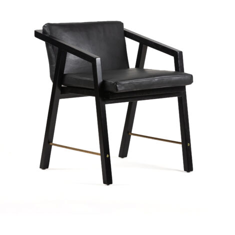 Sillon 51X54X70 Madera/Cuero Negro/Metal Dorado
