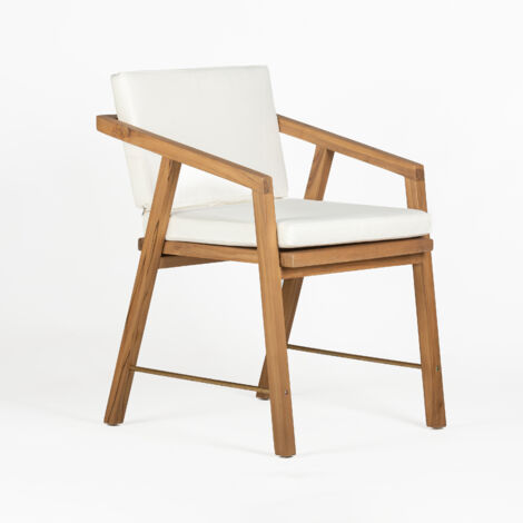 Sillon 51X54X70 Madera Teca Arena/Canvas Blanco