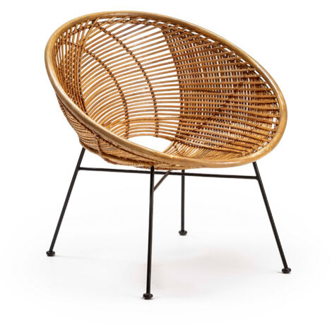 Sillon 72X78X80 Mimbre Natural/Metal Negro