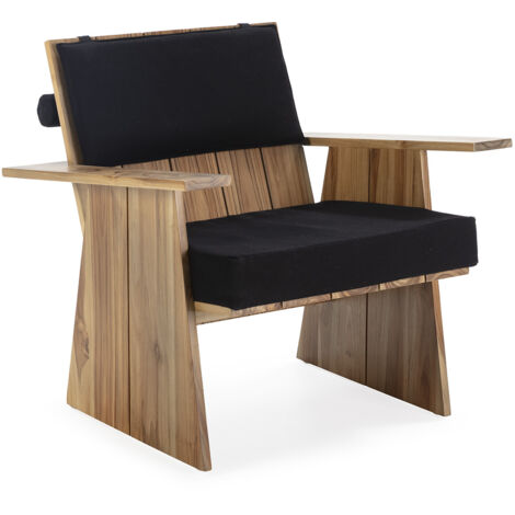 Sillon 78X81X80 Madera Teca Natural/Tela Negro