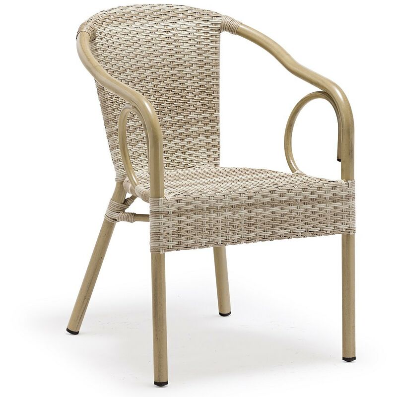 

Sillón ADANA, apilable, aluminio, ratán beige
