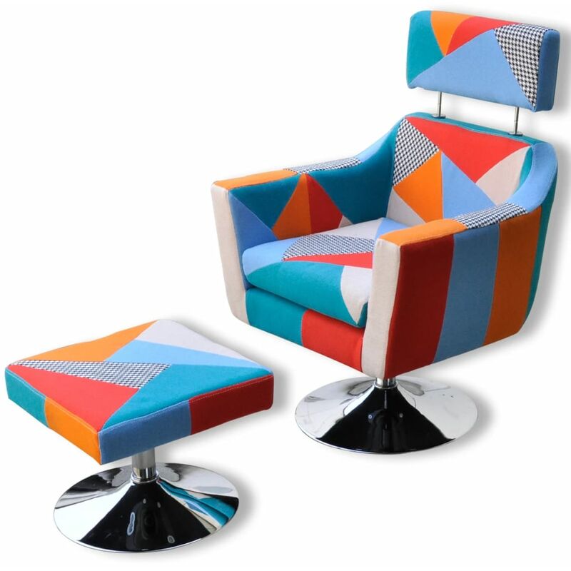 

vidaXL Sillón para la TV de Tela Diseño de Retales Patchwork - Multicolor