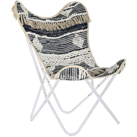 Sillon Algodon Hierro 74X65X90 Mariposa Blanco LD193910