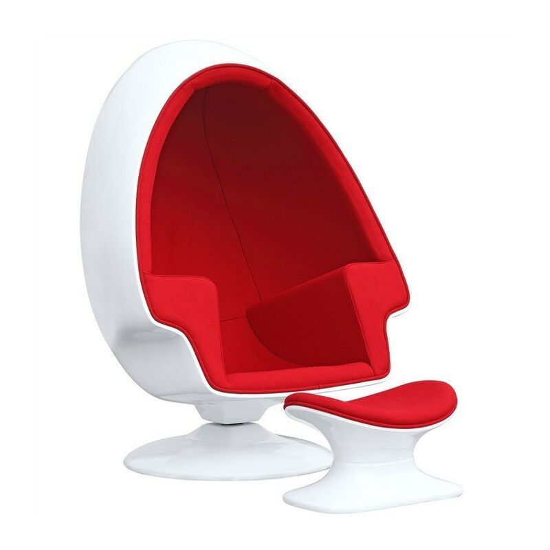 

Sillón ALP, con ottoman, blanco, tejido rojo