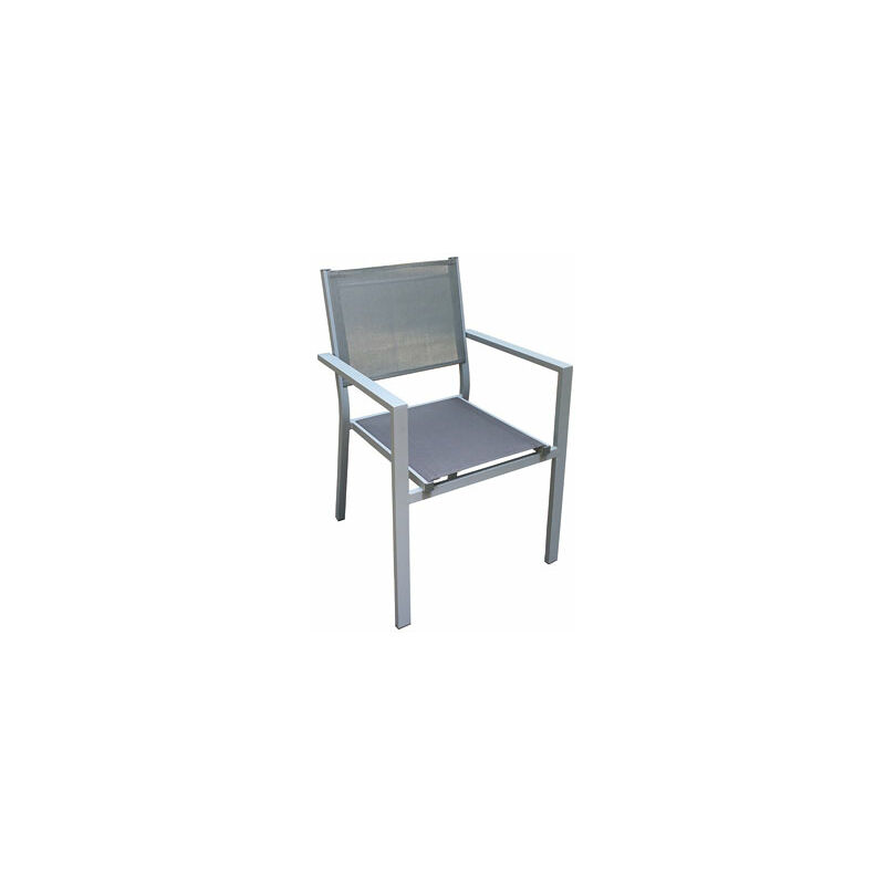 Qfplus - fauteuil aluminium textilène gris argent - 804846