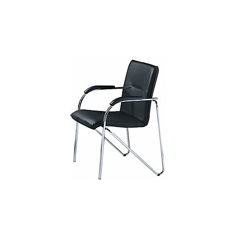 Sillón apilable tapizado con óptica de cuero  armazón cromado 
