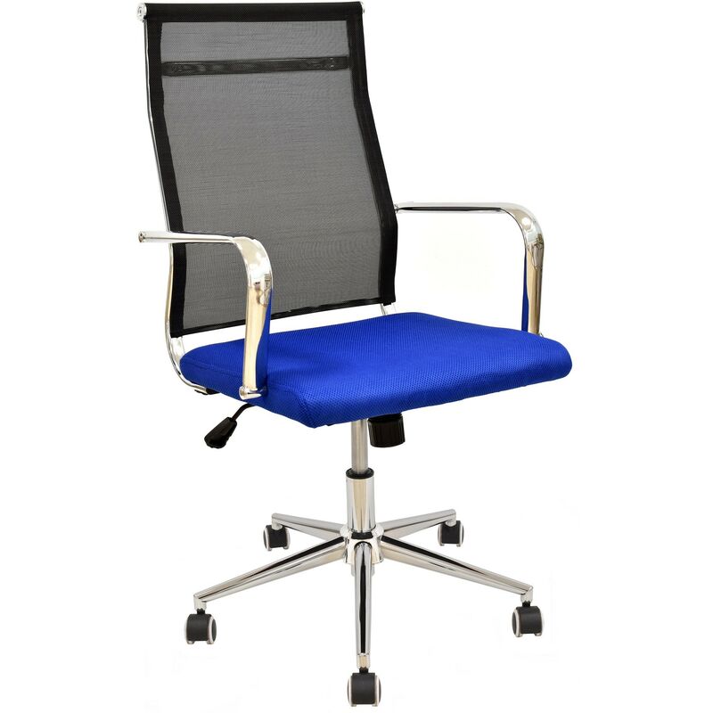 

Sillón de oficina AUSTRIA, alto, malla negra, asiento azul