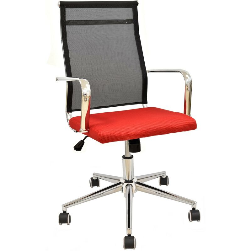 

Sillón de oficina AUSTRIA, alto, malla negra, asiento rojo