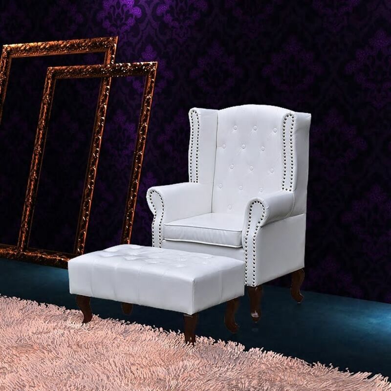 

Sillon blanco clasico elegante con reposapies
