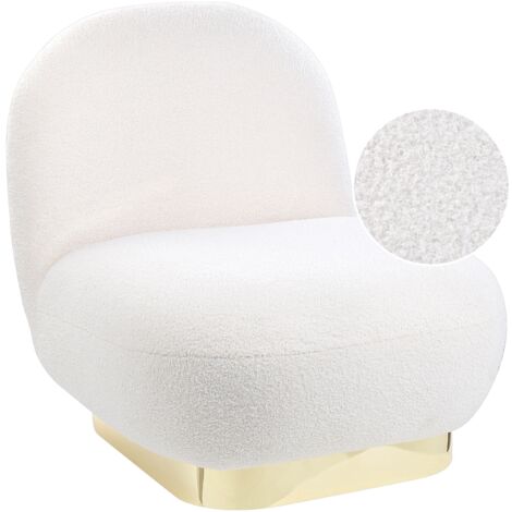 Sillón blanco dorado tela bouclé base dorada contemporáneo glamour Loviisa