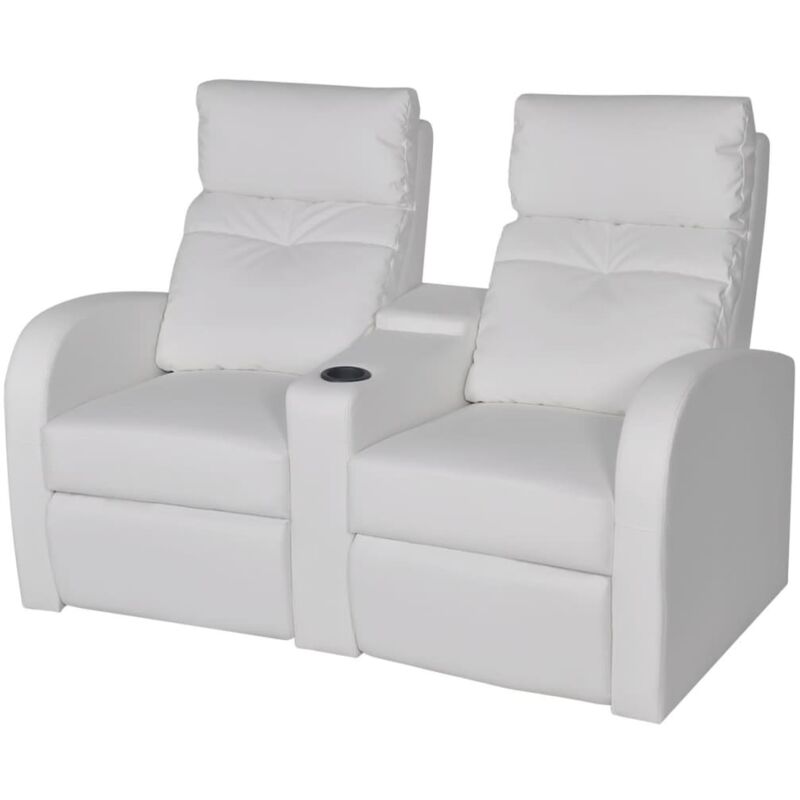 

Sillón Reclinable de 2 Plazas de Cuero Sintético Blanco - Blanco - Vidaxl
