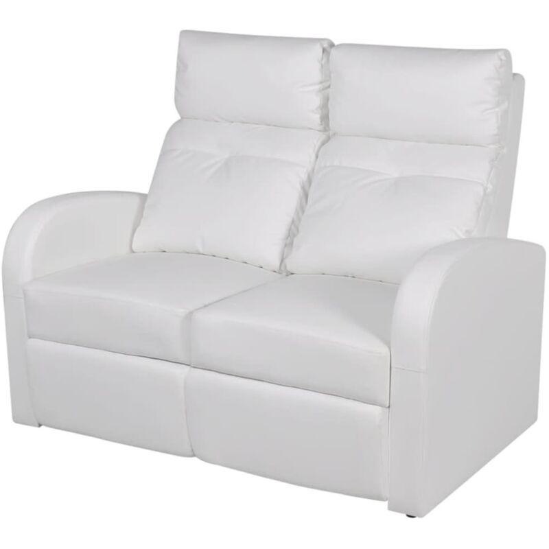 

vidaXL Sillón Reclinable de 2 Plazas de Cuero Sintético Blanco - Blanco