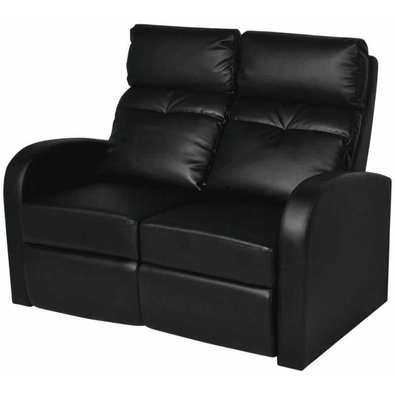 

Sillón Reclinable de 2 Plazas de Cuero Sintético Negro - Negro - Vidaxl