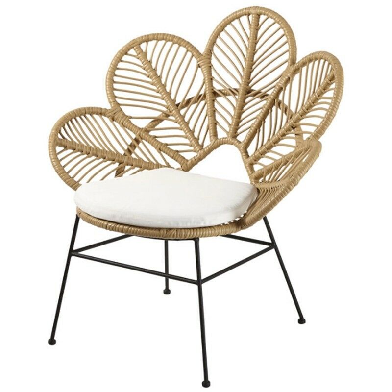 

Sillón BLOOM, metal, cojín, ratán beige