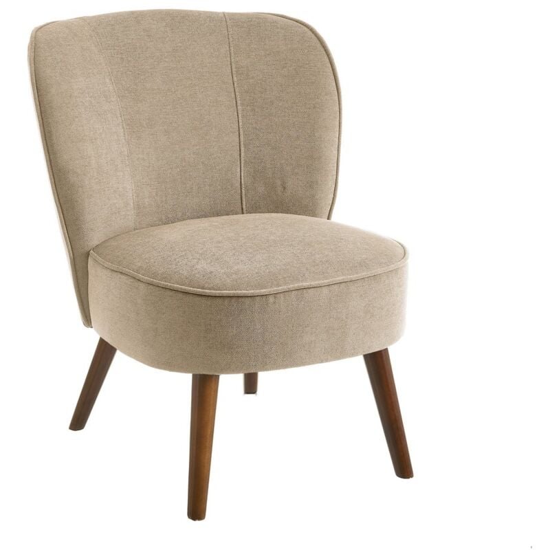 

Sillón butaca beige de chenilla y madera de 59 x66x75 cm