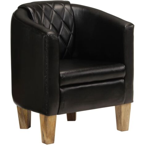 Sillón butaca de cuero auténtico negro