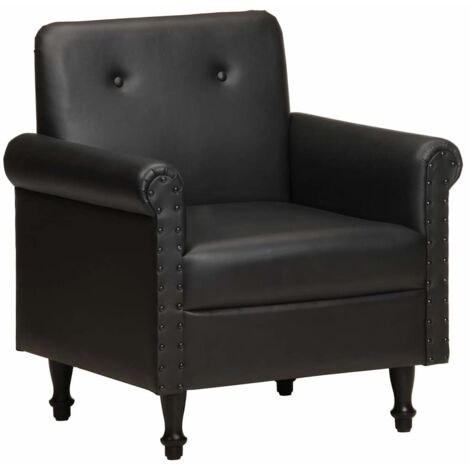 Sillón butaca de cuero auténtico negro vidaXL
