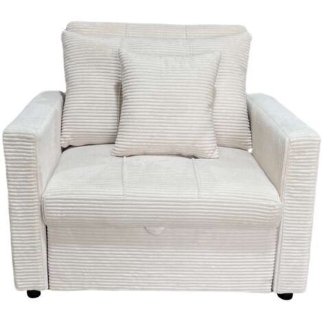 Sillón cama 1 plaza Divan en tela crema. 99cm(ancho) x 99cm(fondo) x 88cm(alto)