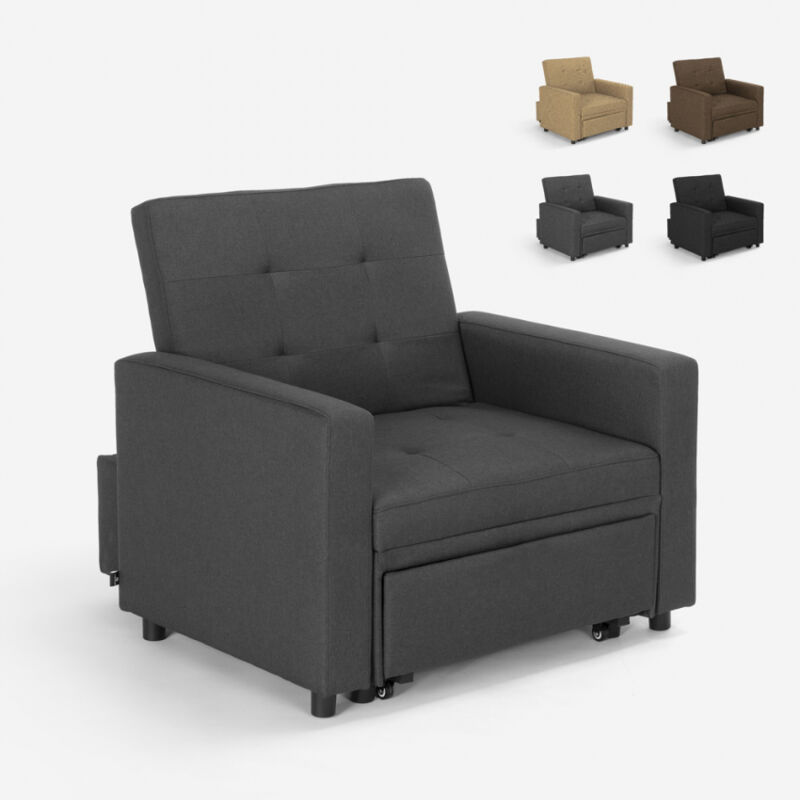 

Sillón cama individual con reposabrazos de diseño moderno Brooke | Gris