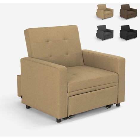 LE ROI DU RELAX Sillón cama individual con reposabrazos de diseño moderno Brooke Color: Beige