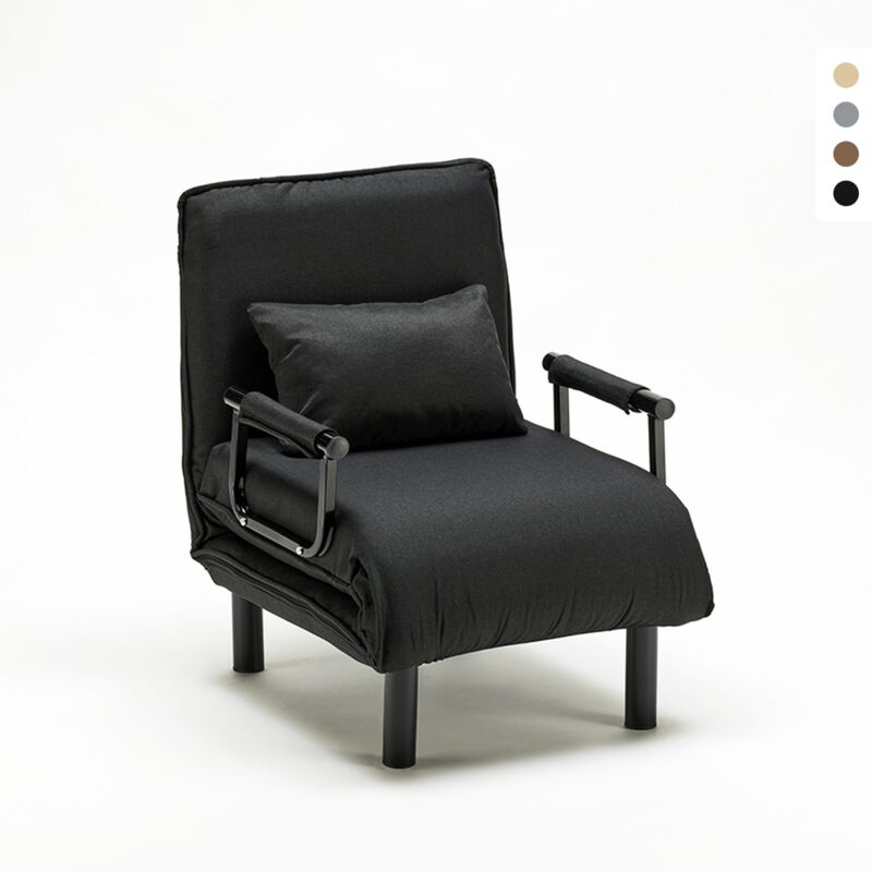 

Sillón cama plegable individual de tela Deborah | Color: Negro