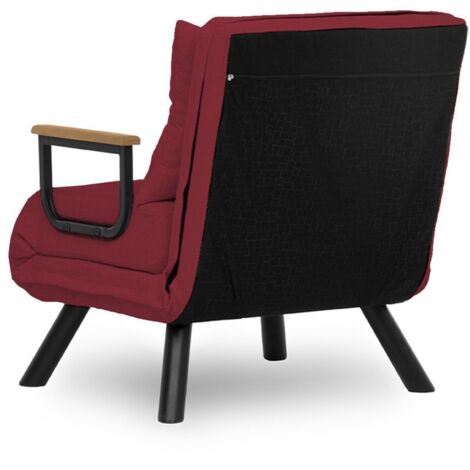 Sillón cama, sofá cama, asiento individual, cama de invitados Sofa-Bed Maroon