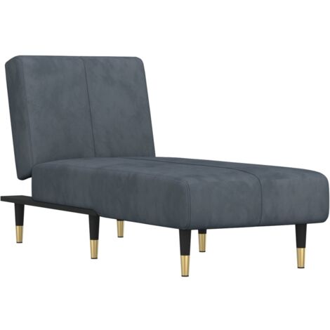Sillón chaise longue para interior convertible tres posiciones en terciopelo gris oscuro DEC026190