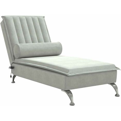 Sillón chaise longue para interior de masaje con refuerzo de terciopelo gris claro DEC026147