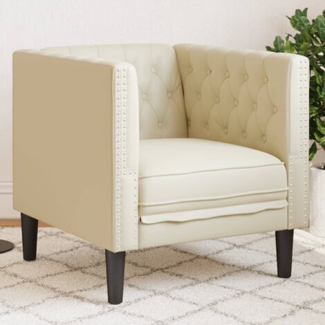Sillón Chesterfield de cuero artificial  crema
