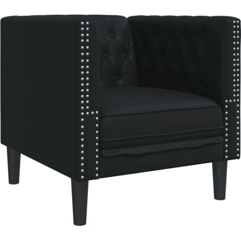 Sillón Chesterfield de cuero artificial negro vidaXL