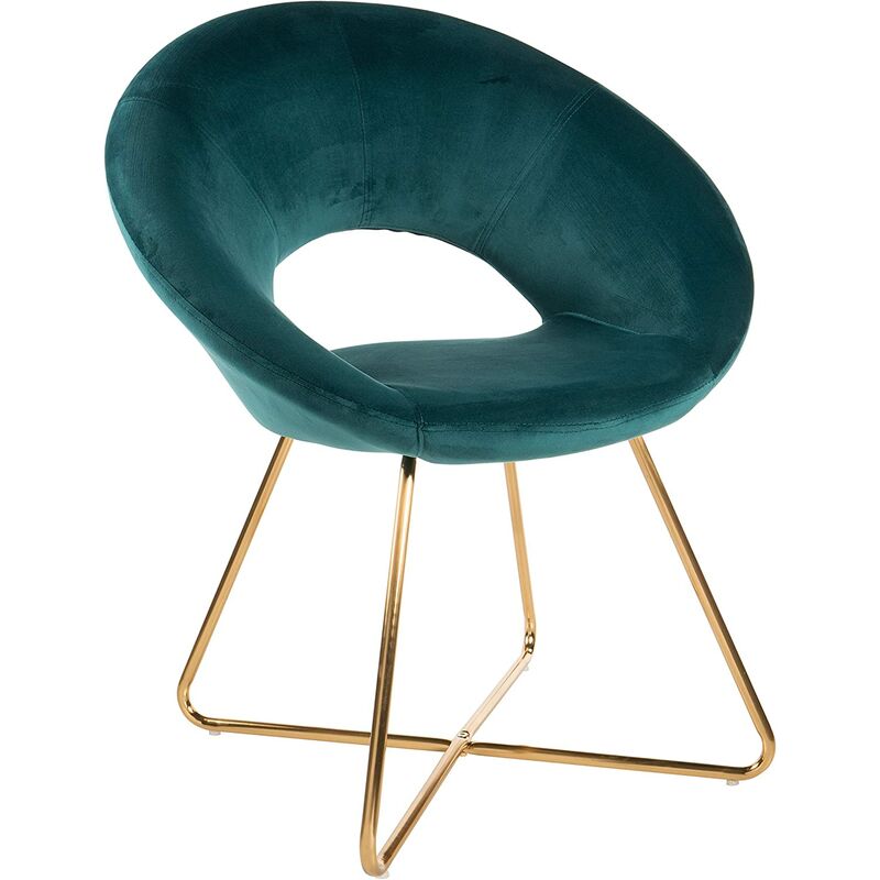 

Sillón acolchado de terciopelo circular con patas de hierro. Súper cómoda oficina o silla de comedor y sentado ergonómico 71x59x84 cm Piernas de oro