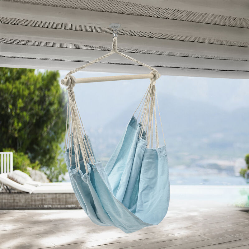 

Casa.pro - Sillón colgante - 180 x 125 cm - Hamaca - hasta 150 kg - para Uso en Interiores y Exteriores - Se puede girar 360° - Silla colgante - Azul
