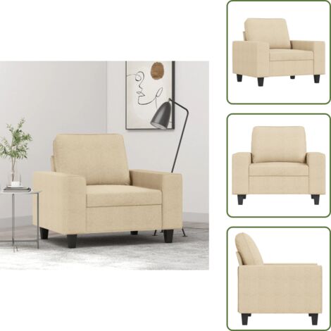 Sillón cómodo - vidaXL Sillón de tela color crema 60 cm - Sillón moderno