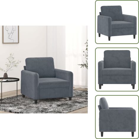 Sillón cómodo - vidaXL Sillón de terciopelo gris oscuro 60 cm - Sillón de casa