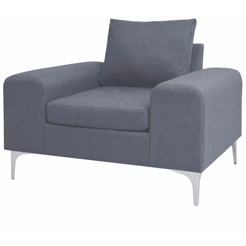 

Rogal Home&Deco Sillón con cojín de acero y tela gris claro