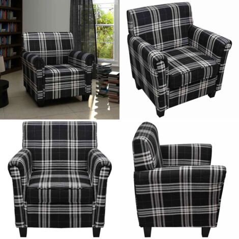 Sillón con cojín de tela negro - Cojín de asiento - Silla de madera