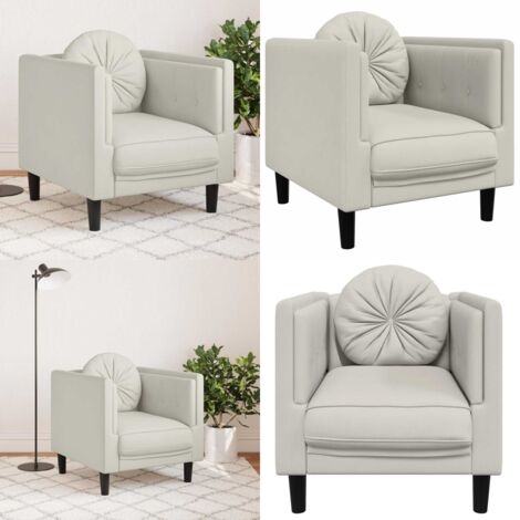 Sillón con cojín terciopelo color crema - Sillón de salón - Sillón con cojín