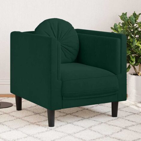 Sillón con cojín terciopelo verde oscuro