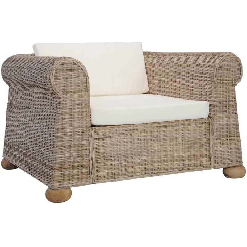 

vidaXL Sillón con cojines de ratán natural - Marrón