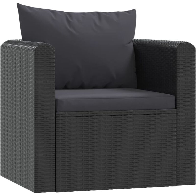 

vidaXL Sillón con cojines de ratán sintético negro - Negro