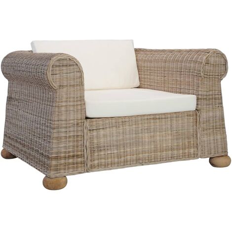 Sillón con cojines ratán natural vidaXL