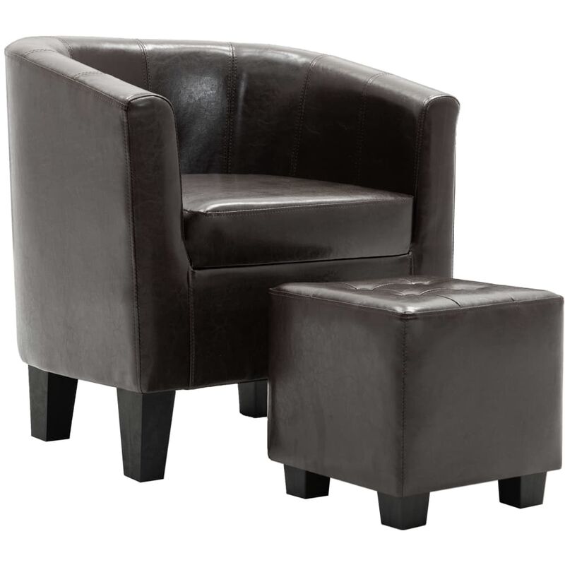 

Sillón con Diseño de Cubo con Reposapiás Cuero Sintético Marrón - Marrón - Vidaxl