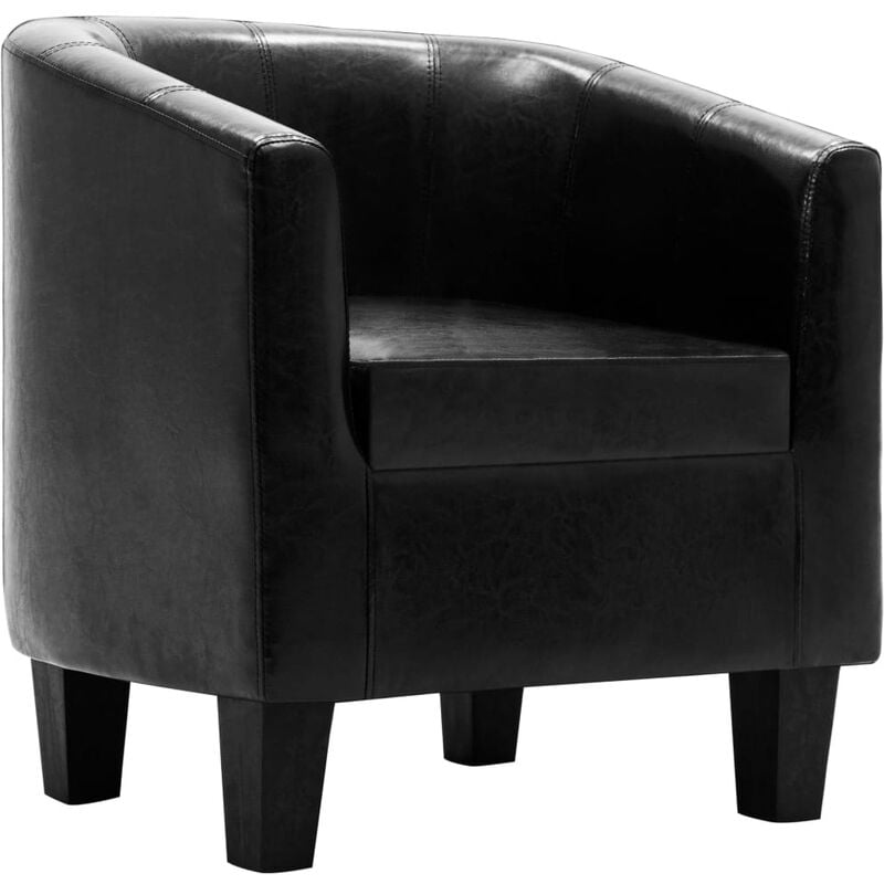 

Sillón con Diseño de Cubo Cuero Sintético Negro - Negro - Vidaxl
