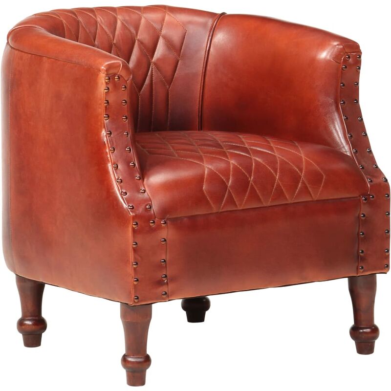 

Sillón con diseño de cubo cuero auténtico marrón 62x58x65 cm