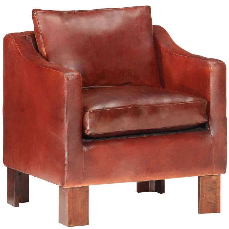 

Sillón con diseño de cubo cuero auténtico marrón oscuro