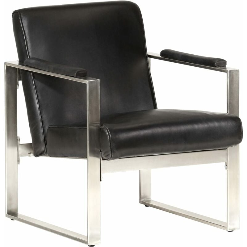 

Sillón con diseño de cubo cuero auténtico negro 60x73x77 cm