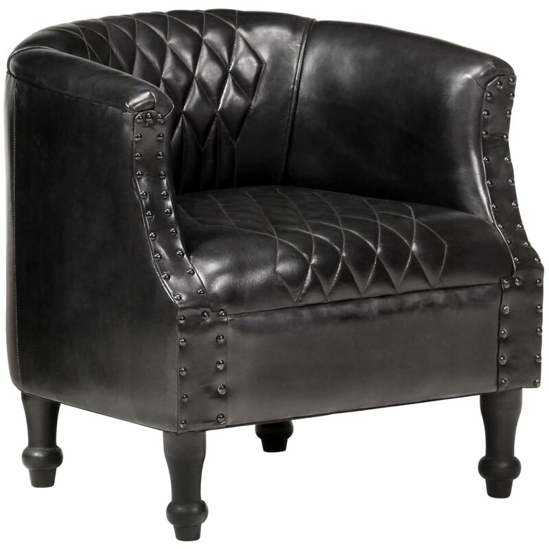 

Sillón con diseño de cubo cuero auténtico negro 62x58x65 cm