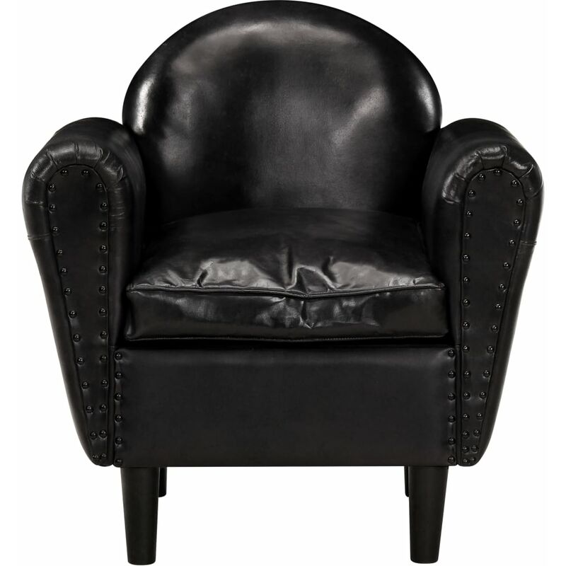 

Happyshopping - Sillon con diseno de cubo cuero autentico negro 77x65x79 cm