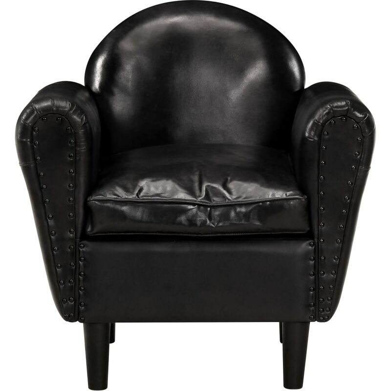 

Sillón con diseño de cubo cuero auténtico negro 77x65x79 cm